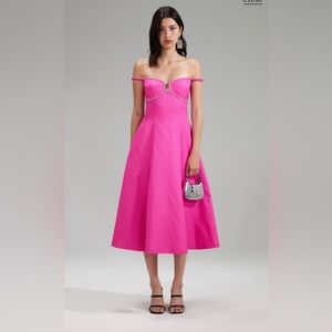 Diamante-Embellished Textured Midi-Dress